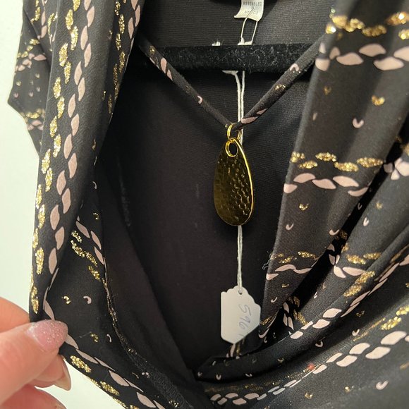 Ally B. Surplice Attached Necklace Large Top Short Sleeve Chain Design Y2K - Picture 5 of 12